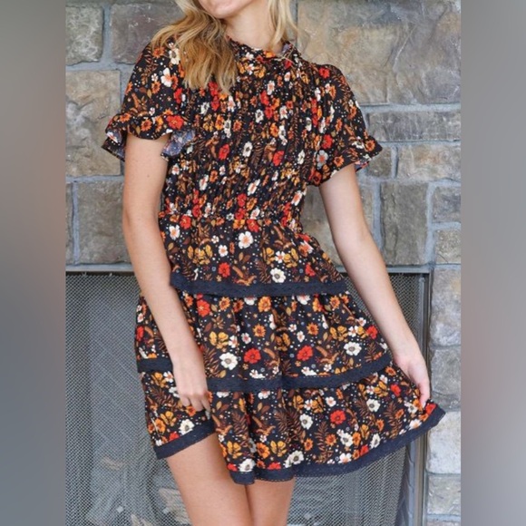 Simply Southern Dresses & Skirts - Simply Southern Floral Ruffle Dress Size L